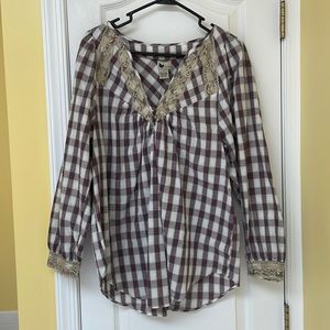 NWT Prototype Plaid Lace Long sleeve shirt